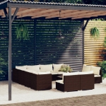 Set Divani da Giardino 12 pz con Cuscini in Polyrattan Marrone