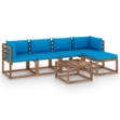 Set Divani da Giardino 6 pz con Cuscini Blu Chiaro