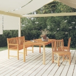 Set da Pranzo per Giardino 4 pz in Legno Massello di Teak