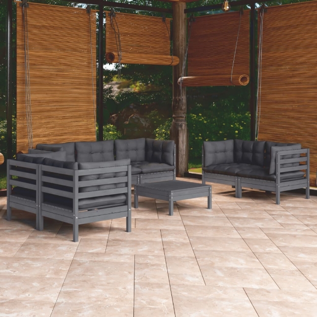 Set Divani da Giardino 8 pz con Cuscini Legno di Pino