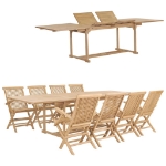 Set da Pranzo per Esterni 9 pz 180-280x100x75 cm Teak Massello