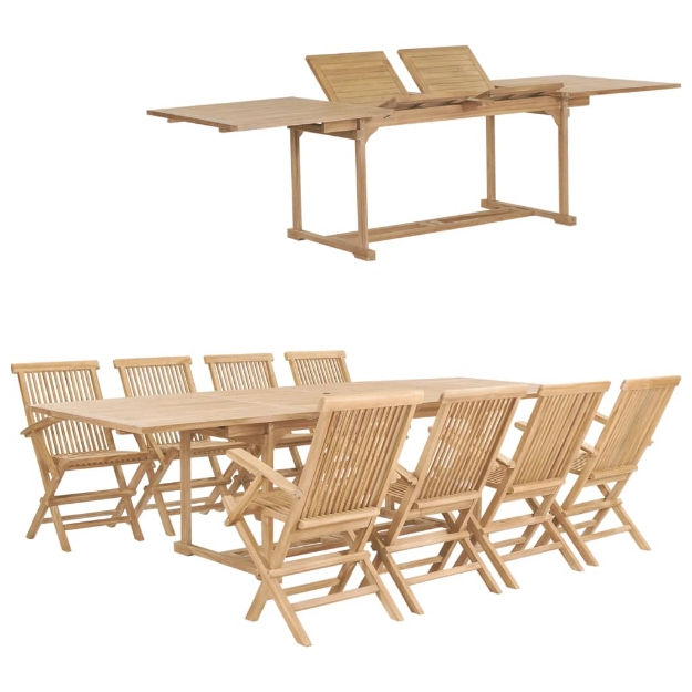 Set da Pranzo per Esterni 9 pz 180-280x100x75 cm Teak Massello