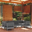 Set Divani da Giardino 6 pz con Cuscini Grigi Massello di Pino