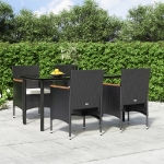 Set da Pranzo da Giardino 5 pz con Cuscini Nero