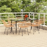 Set da Pranzo da Giardino 7 pz in Polyrattan