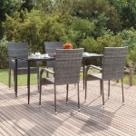 Set da Pranzo da Giardino 5 pz Grigio in Polyrattan