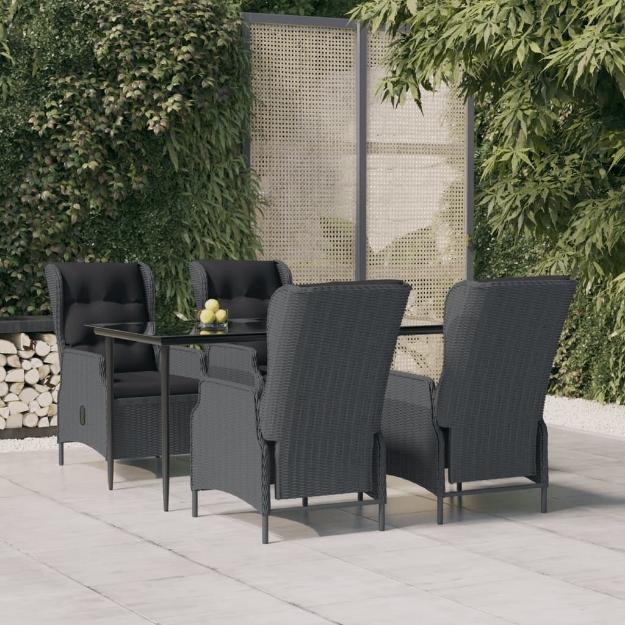 Set da Pranzo da Giardino 5 pz Grigio Scuro in Polyrattan