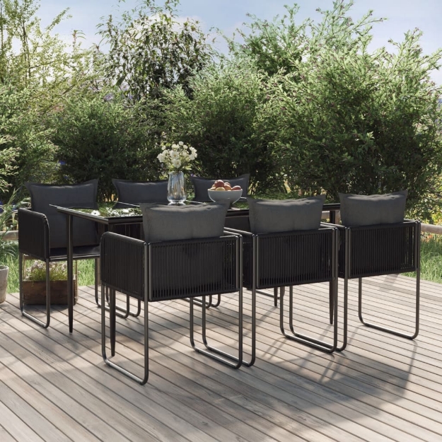 Set da Pranzo da Giardino 7 pz Nero