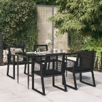 Set da Pranzo da Giardino 5 pz Nero in Rattan PVC