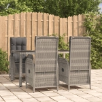 Set da Pranzo da Giardino 5 pz con Cuscini in Polyrattan Grigio