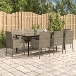 Set da Pranzo Giardino 9pz con Cuscini Nero e Grigio Polyrattan