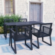Set da Pranzo da Giardino 5 pz in Rattan PVC Nero