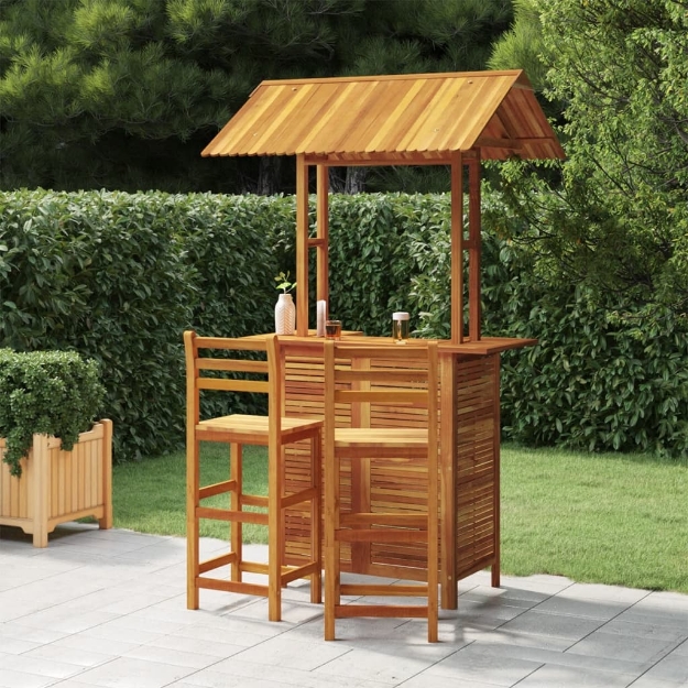 Set da Bar per Giardino 3 pz in Legno Massello di Acacia