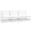 Set Divani da Giardino 3 pz Bianchi in Legno Massello di Pino