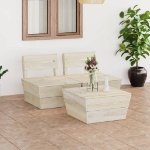 Set Divani da Giardino su Pallet 3 pz in Legno Abete Impregnato