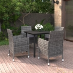 Set da Pranzo da Giardino 5 pz con Cuscini Polyrattan e Vetro