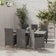 Set da Pranzo da Giardino 7 pz con Cuscini in Polyrattan Grigio
