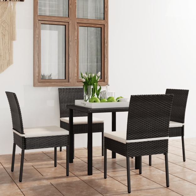 Set da Pranzo da Giardino 5 pz in Polyrattan Nero