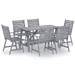 Set Pranzo da Giardino 7 pz in Legno Massello di Acacia Grigio