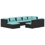 Set Divani da Giardino 9 pz con Cuscini in Polyrattan Nero