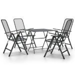 Set da Pranzo per Giardino 5pz Rete Metallica Espansa Antracite