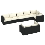 Set Divani da Giardino 8 pz con Cuscini in Polyrattan Nero