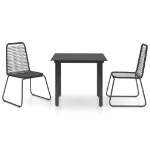 Set da Pranzo da Giardino 3 pz in Rattan PVC Nero