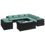 Set Divani da Giardino 12 pz con Cuscini in Polyrattan Nero