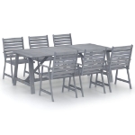 Set Pranzo da Giardino 7 pz in Legno Massello di Acacia Grigio