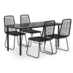 Set da Pranzo da Giardino 5 pz Nero