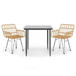 Set da Pranzo da Giardino 3 pz in Polyrattan