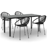 Set da Pranzo da Giardino 5 pz Nero in Rattan PVC