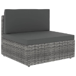 Set Divani da Giardino 5 pz con Cuscini in Polyrattan Grigio