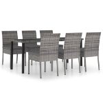 Set da Pranzo da Giardino 7 pz in Polyrattan Grigio