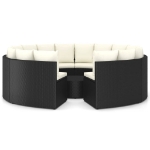 Set Divani da Giardino 9 pz con Cuscini in Polyrattan Nero