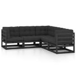 Set Divani da Giardino 5 pz con Cuscini Legno Massello di Pino