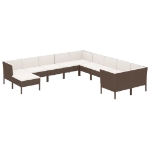 Set Divani da Giardino 11 pz con Cuscini in Polyrattan Marrone