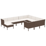 Set Divani da Giardino 11 pz con Cuscini in Polyrattan Marrone