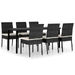 Set da Pranzo da Giardino 7 pz in Polyrattan Nero