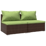 Set Divani da Giardino 2 pz con Cuscini in Polyrattan Marrone