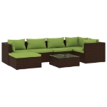 Set Divani da Giardino 7 pz con Cuscini in Polyrattan Marrone