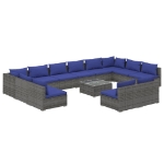 Set Divani da Giardino 13 pz con Cuscini in Polyrattan Grigio