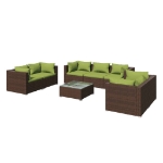 Set Divani da Giardino 8 pz con Cuscini in Polyrattan Marrone