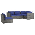 Set Divani da Giardino 5 pz con Cuscini in Polyrattan Grigio