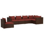 Set Divani da Giardino 6 pz con Cuscini in Polyrattan Marrone