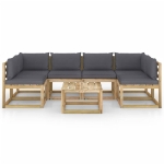 Set Divani da Giardino 7pz con Cuscini Legno di Pino Impregnato
