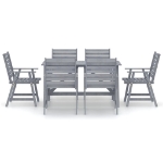 Set Pranzo da Giardino 7 pz in Legno Massello di Acacia Grigio