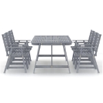 Set Pranzo da Giardino 7 pz in Legno Massello di Acacia Grigio