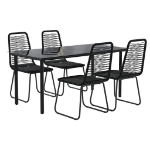 Set da Pranzo da Giardino 5 pz Nero