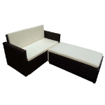 Set Divani da Giardino 2 pz con Cuscini in Polyrattan Marrone